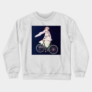 Woman in White Dress with Bicycle 1912 France Crewneck Sweatshirt